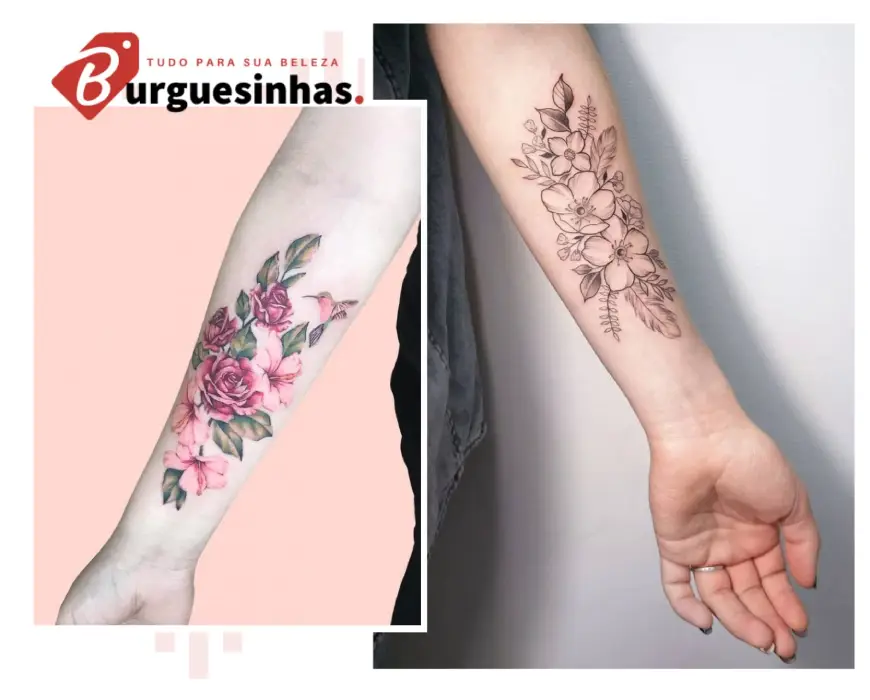 tatuagem de rama de flores
