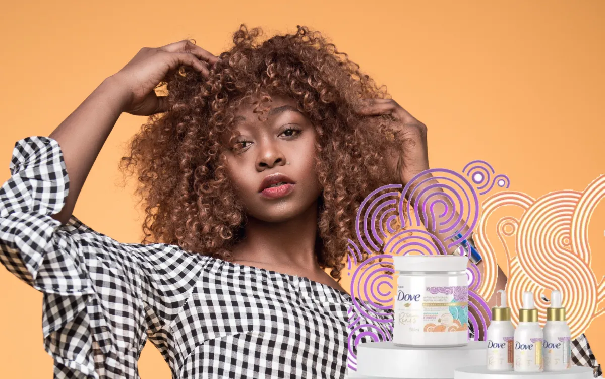 dove,crespos,cacheados,oleo dove texturas reais Mulher com cabelos cacheados e linha texturas reais da Dova