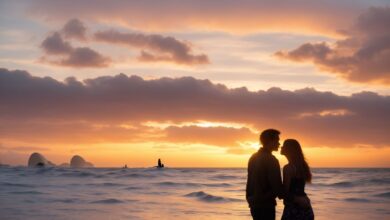 casal na praia após os resultados de diversas cantadas