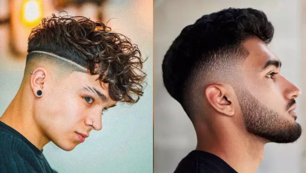 Mid Fade dois homens com corte de cabelo mid fade