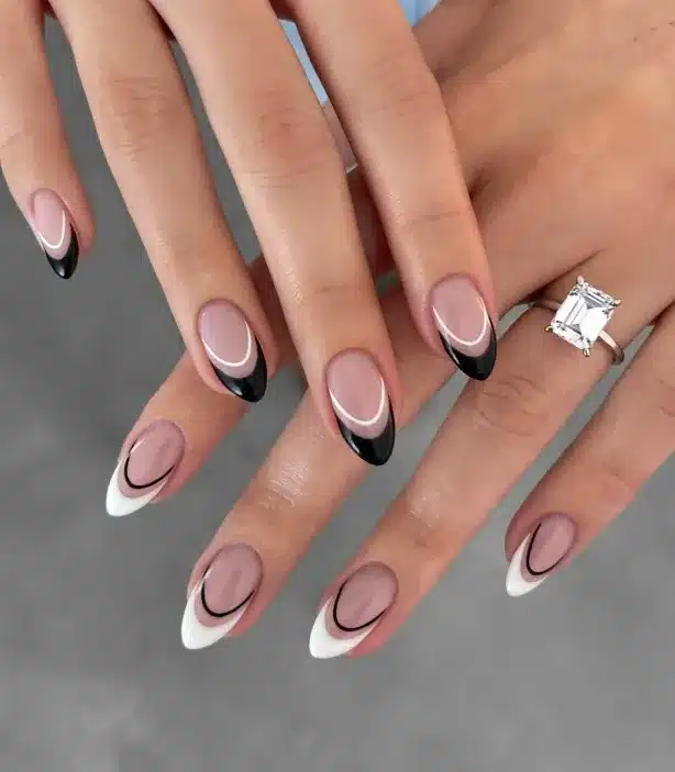 Unhas Decoradas com Francesinha Preta,unhas decoradas,francesinha preta francesinha preta minimalista