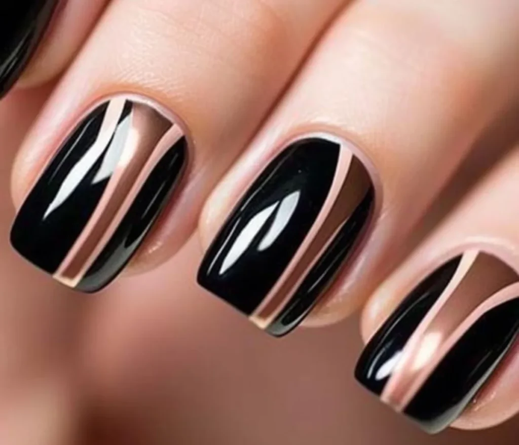Unhas Rosé com Preto unhas rose com preto - capa