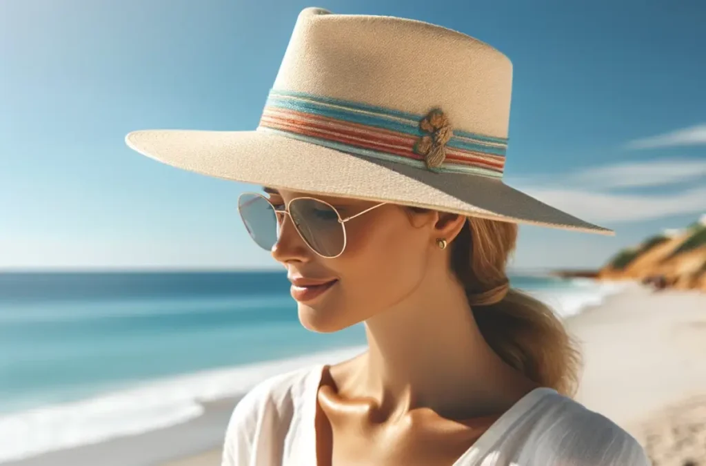 mulher usando um chapéu de praia