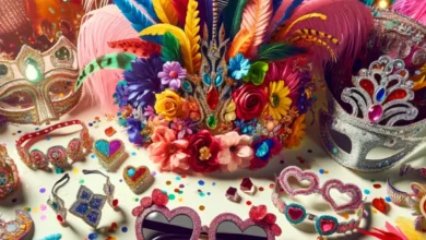 imagem com diversos acessórios para o carnaval